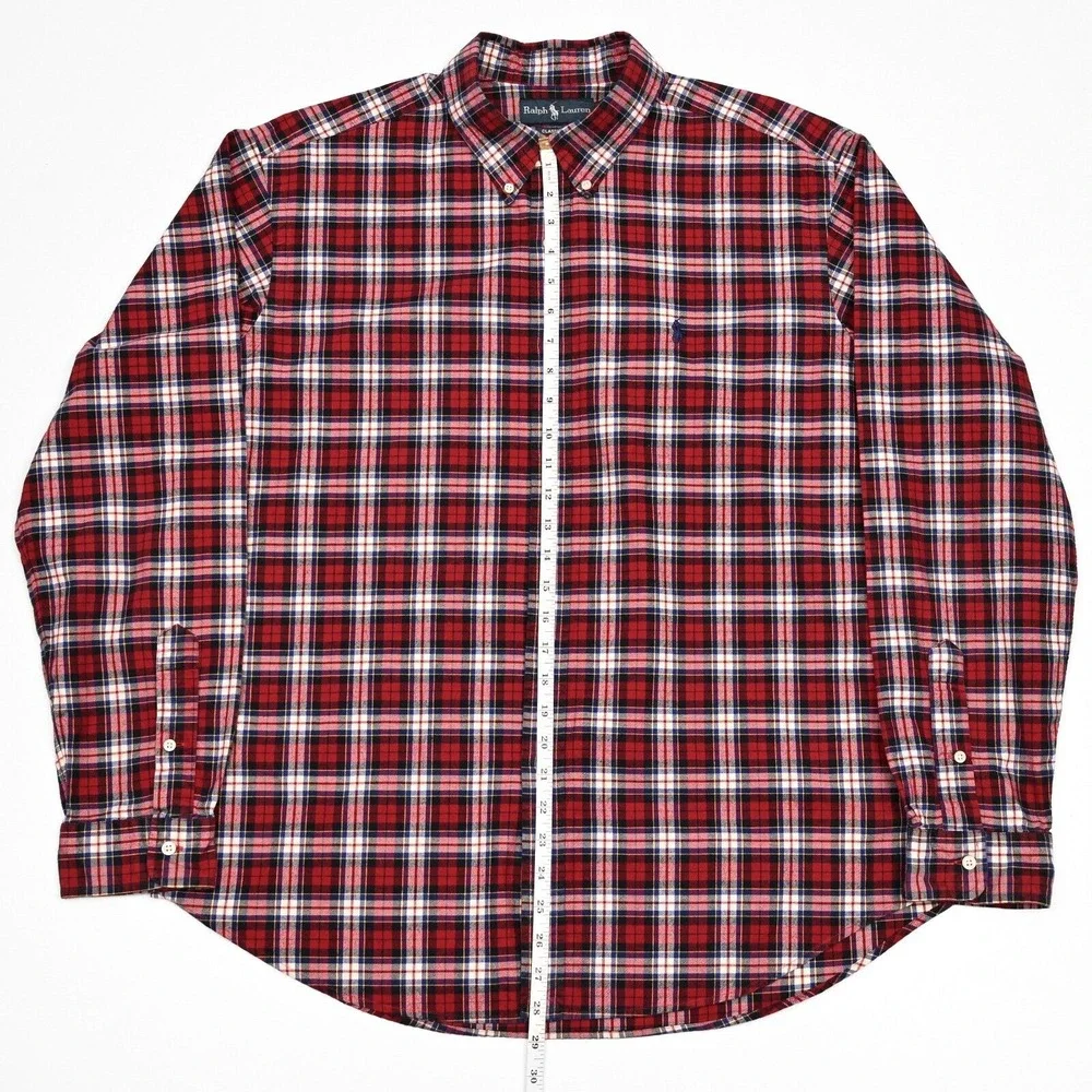 Vintage Polo Ralph Lauren Shirt Mens Plaid Button Down Oxford Cloth XL‎ Preppy